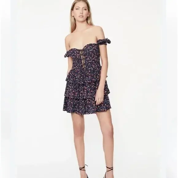 Bardot Sonny Floral Mini Dress Size Large US 8 - Picture 5 of 13